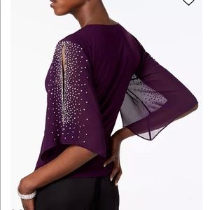 Sparkly flair sleeved stretchy top